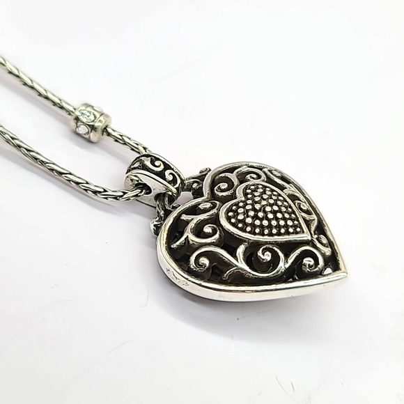 Brighton "Reno Hearts" Classic Scrolled Filigree Heart Pendant Neck! Reversible - Picture 7 of 13